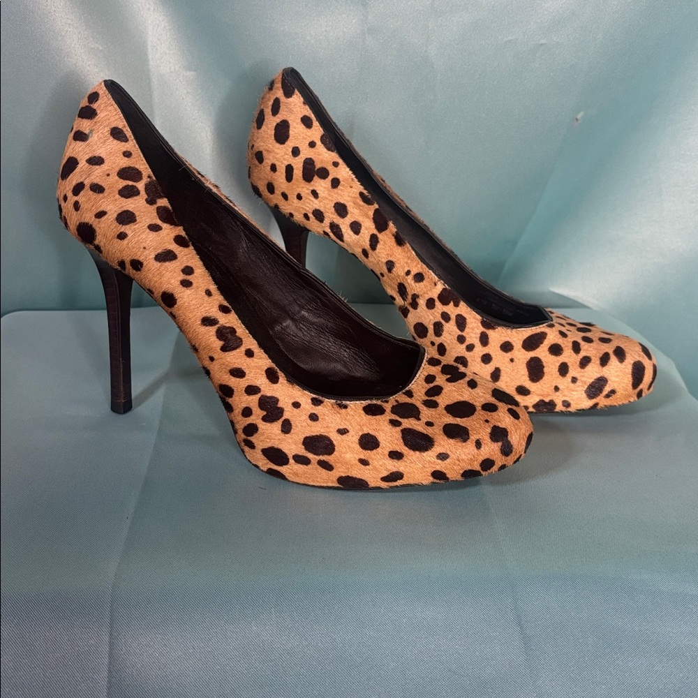 Tory Burch Cheetah Calf Hair Leather Pumps Heels Sz 8 Animal Print
